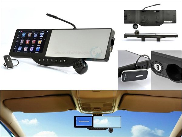 Car GPS Mirror with DVR